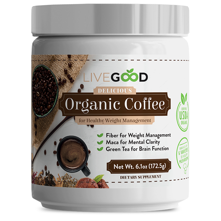 LIVEGOOD Healthy Organic Weight Management Coffee with Mushrooms