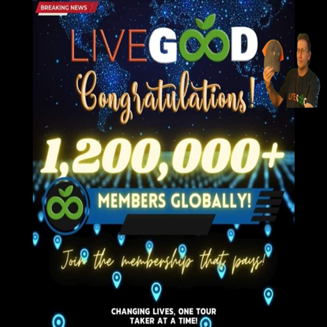 We are now 1,200,000  members in just 16 months LiveGood Updated Today's